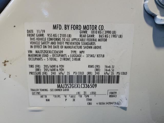 MAJ3S2GEXLC336509 - 2020 FORD ECOSPORT SE Beyaz fotoğraf 13
