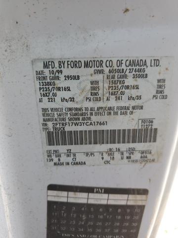 2FTRF17W3YCA17661 - 2000 FORD F150 WHITE photo 12