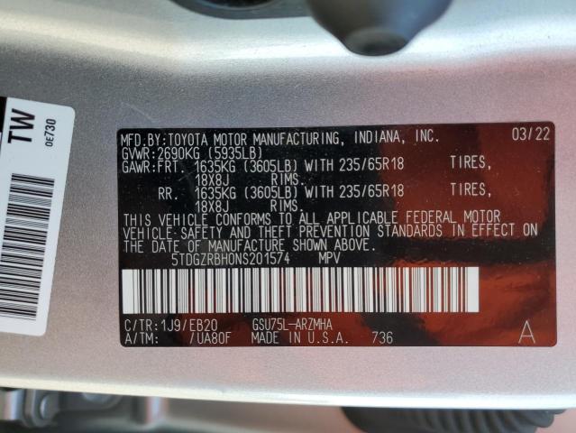 5TDGZRBH0NS201574 - 2022 TOYOTA HIGHLANDER XLE Gümüş foto 13