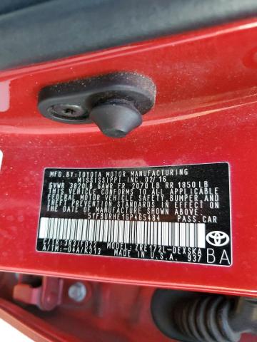 5YFBURHE1GP465484 - 2016 TOYOTA COROLLA L RED photo 12