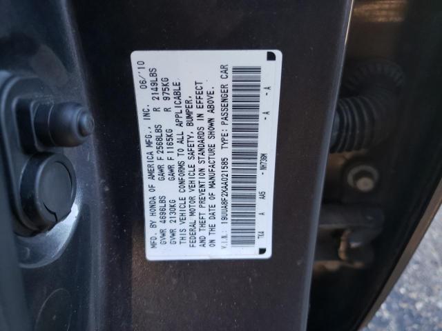 19UUA8F2XAA021585 - 2010 ACURA TL GRAY photo 12