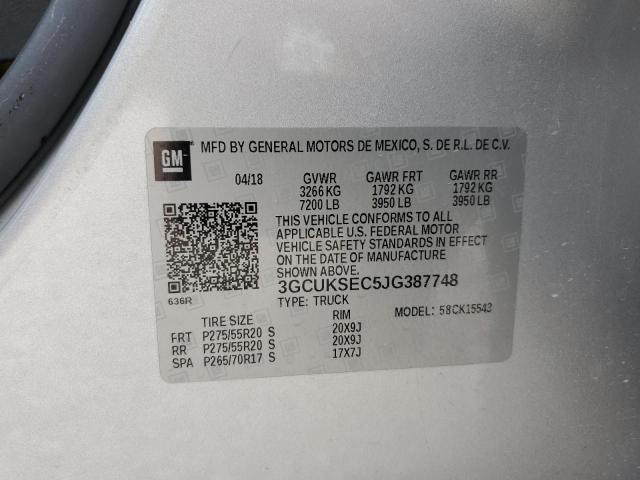 3GCUKSEC5JG387748 - 2018 CHEVROLET SILVERADO K1500 LTZ SILVER photo 12