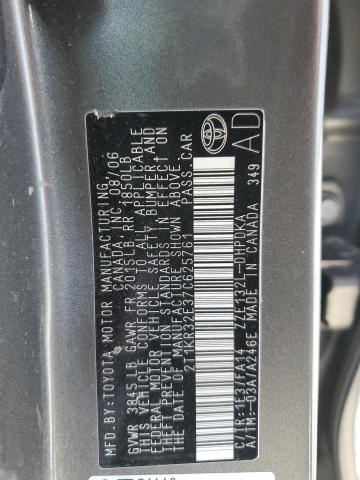 2T1KR32E37C625761 - 2007 TOYOTA COROLLA MA XR GRAY photo 12