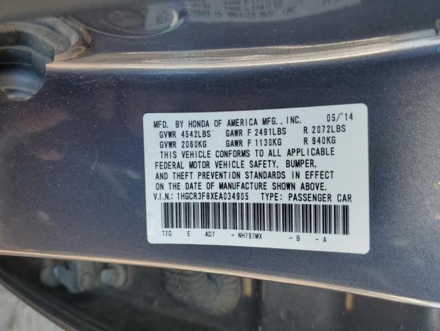 1HGCR3F8XEA034905 - 2014 HONDA ACCORD EXL SILVER photo 12