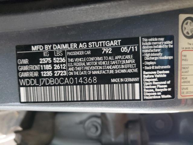 WDDLJ7DB0CA014368 - 2012 MERCEDES-BENZ CLS 550 SILVER photo 12