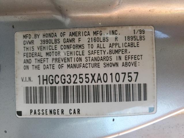 1HGCG3255XA010757 - 1999 HONDA ACCORD EX SILVER photo 12