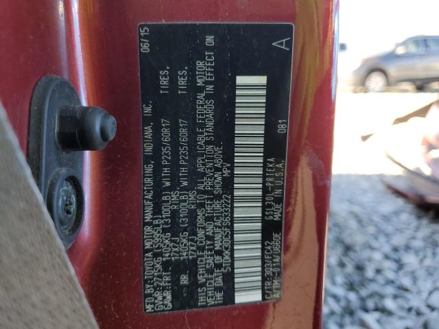 5TDKK3DC5FS633222 - 2015 TOYOTA SIENNA LE BURGUNDY photo 14