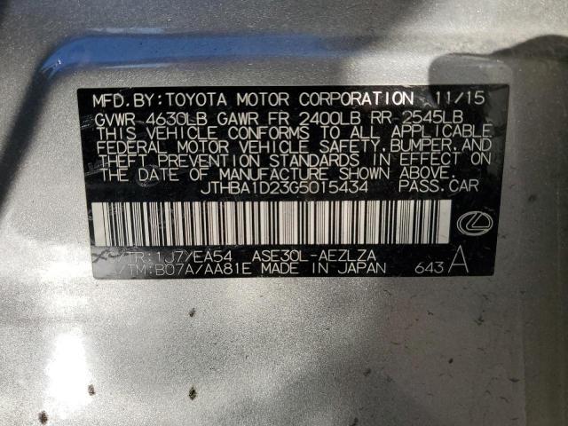 JTHBA1D23G5015434 - 2016 LEXUS IS 200T GRAY photo 12