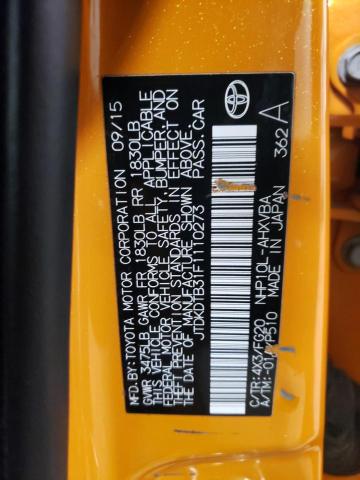 JTDKDTB31F1110273 - 2015 TOYOTA PRIUS C ORANGE photo 12