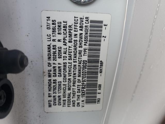 19XFB2F97EE070020 - 2014 HONDA CIVIC EXL 白色 照片 12