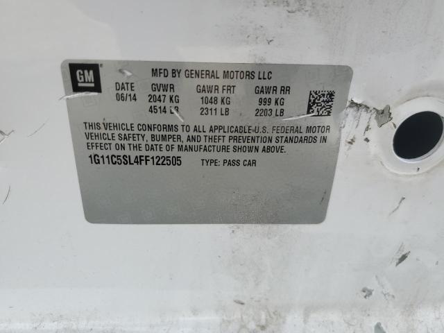 1G11C5SL4FF122505 - 2015 CHEVROLET MALIBU 1LT WHITE photo 12