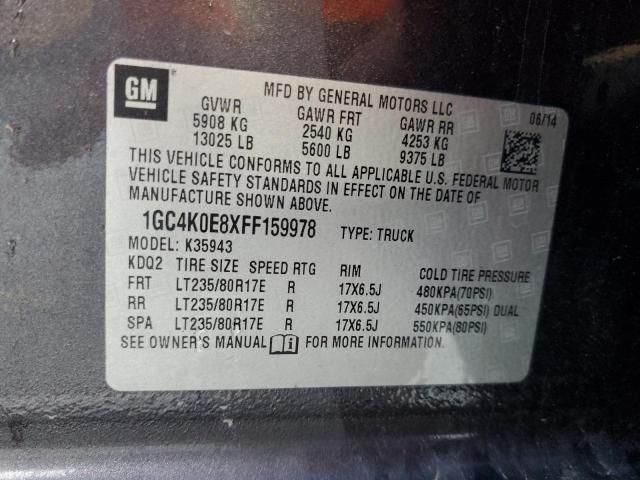 1GC4K0E8XFF159978 - 2015 CHEVROLET SILVERADO K3500 LTZ GRAY photo 13