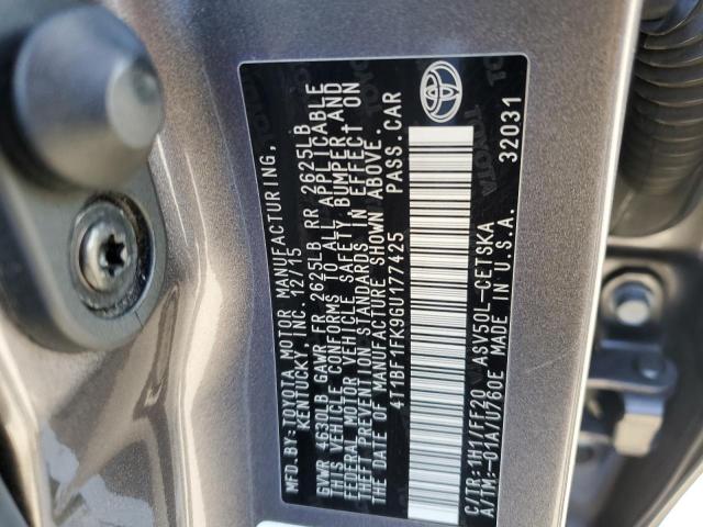 4T1BF1FK9GU177425 - 2016 TOYOTA CAMRY LE GRAY photo 12