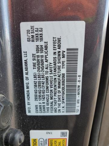 5FNYF6H30LB062068 - 2020 HONDA PILOT EX GRAY photo 13