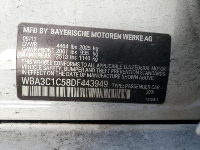 WBA3C1C58DF443949 - 2013 BMW 328 I SULEV WHITE photo 12