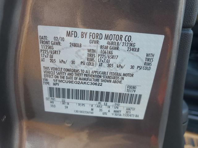 1FMCU9EG2AKC30622 - 2010 FORD ESCAPE LIMITED GRAY photo 14