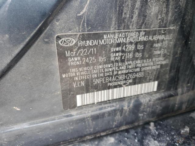 5NPEB4AC9BH269488 - 2011 HYUNDAI SONATA GLS BLACK photo 12