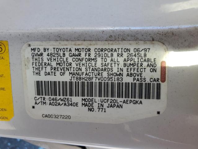 JT8BH28F7V0095183 - 1997 LEXUS LS 400 WHITE photo 12