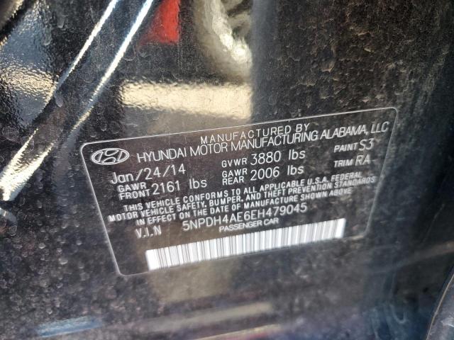 5NPDH4AE6EH479045 - 2014 HYUNDAI ELANTRA SE BLACK photo 12