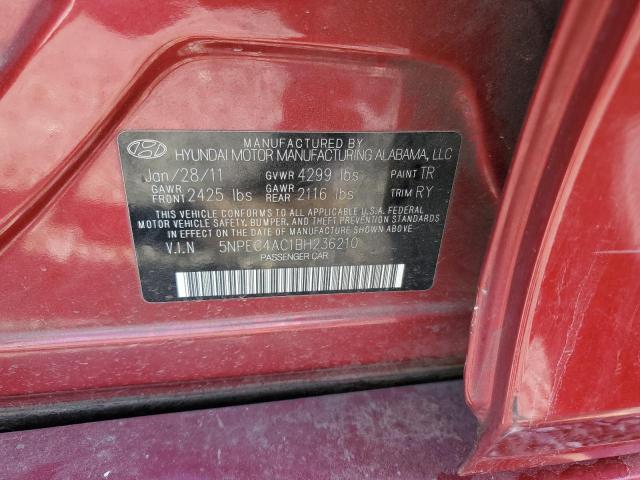 5NPEC4AC1BH236210 - 2011 HYUNDAI SONATA SE RED photo 12