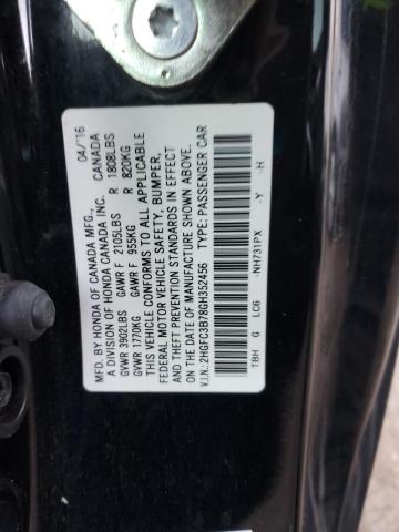 2HGFC3B78GH352456 - 2016 HONDA CIVIC EXL შავი ფოტო 12
