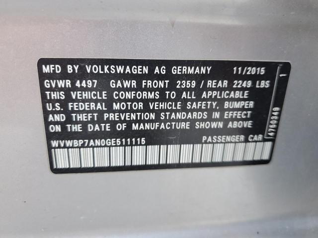 WVWBP7AN0GE511115 - 2016 VOLKSWAGEN CC BASE GRAY photo 13