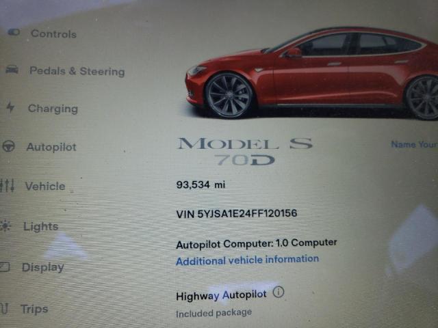 5YJSA1E24FF120156 - 2015 TESLA MODEL S წითელი ფოტო 9