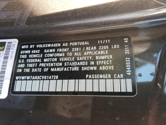 WVWFW7AH3CV014729 - 2012 VOLKSWAGEN EOS LUX 棕色 照片 12