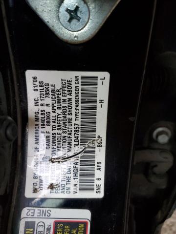 1HGFA16576L047857 - 2006 HONDA CIVIC LX BLACK photo 12