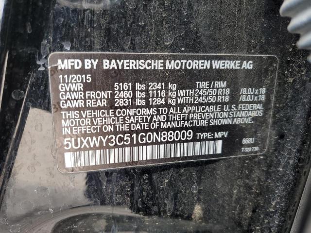 5UXWY3C51G0N88009 - 2016 BMW X3 XDRIVE28D BLACK photo 13