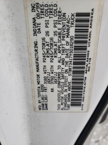 5TBRT3417YS018290 - 2000 TOYOTA TUNDRA ACCESS CAB თეთრი ფოტო 12