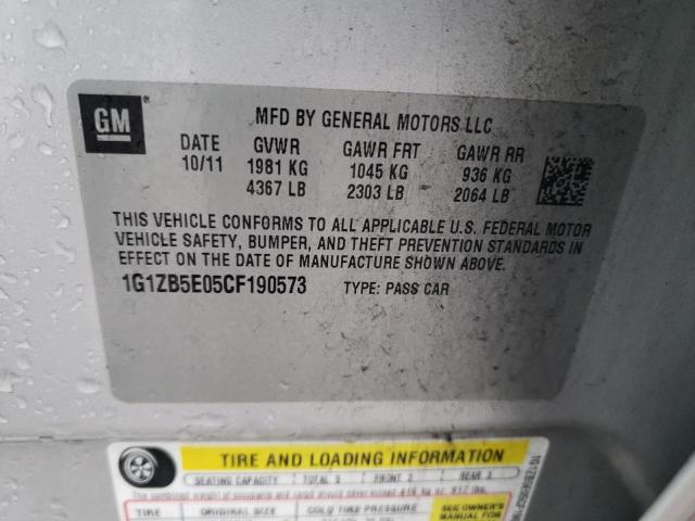 1G1ZB5E05CF190573 - 2012 CHEVROLET MALIBU LS SILVER photo 12