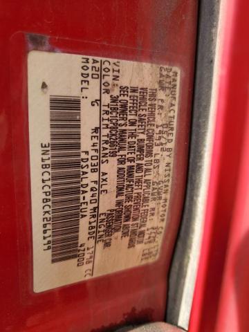 3N1BC1CP8CK266199 - 2012 NISSAN VERSA S RED photo 12