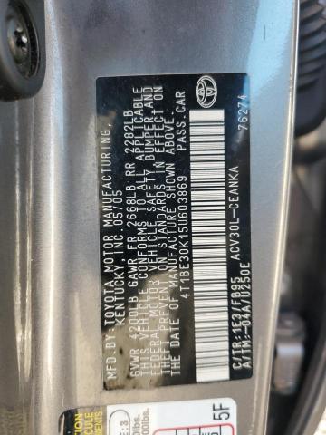 4T1BE30K15U603869 - 2005 TOYOTA CAMRY LE GRAY photo 12