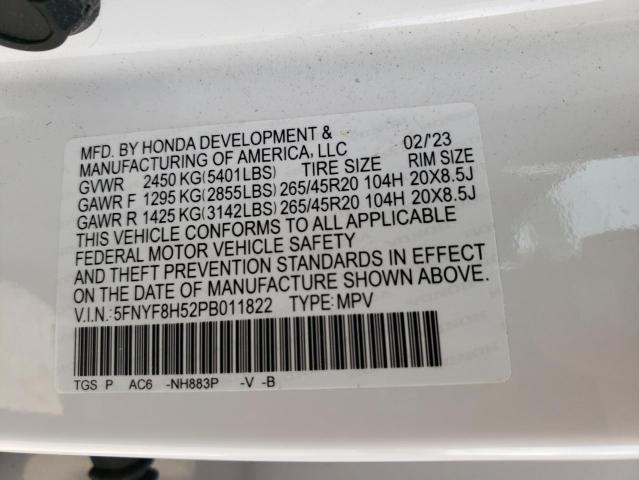 5FNYF8H52PB011822 - 2023 HONDA PASSPORT EXL Ağ foto 13