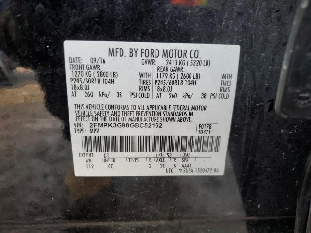 2FMPK3G98GBC52162 - 2016 FORD EDGE SE BLACK photo 14