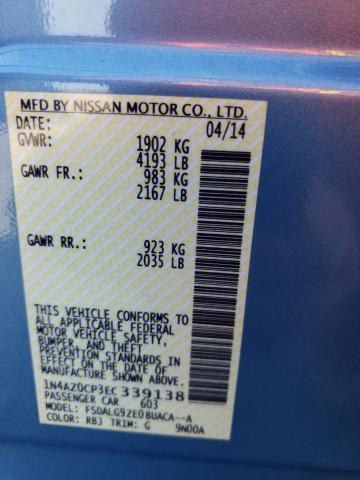 1N4AZ0CP3EC339138 - 2014 NISSAN LEAF S BLUE photo 12