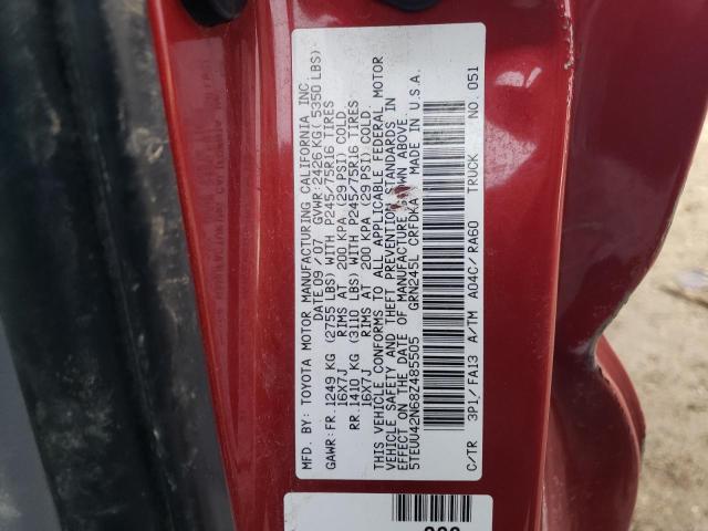 5TEUU42N68Z485505 - 2008 TOYOTA TACOMA ACCESS CAB RED photo 13