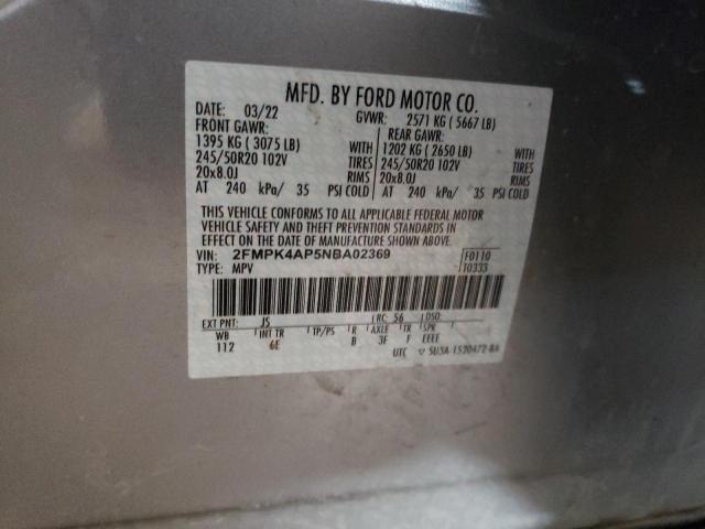 2FMPK4AP5NBA02369 - 2022 FORD EDGE ST SILVER photo 13