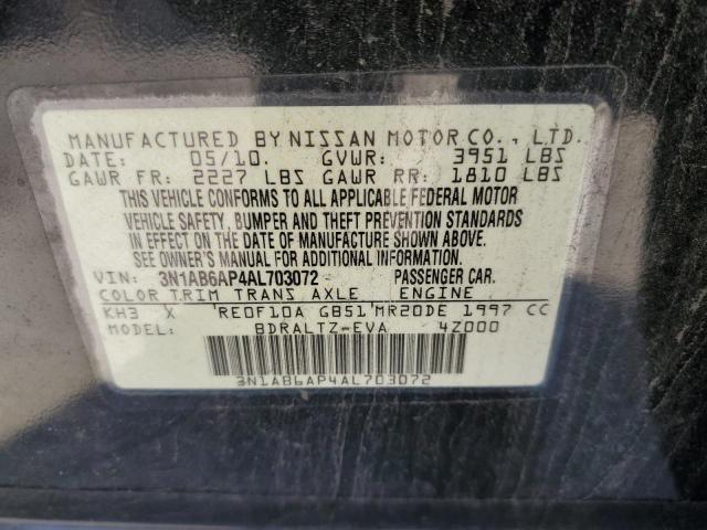 3N1AB6AP4AL703072 - 2010 NISSAN SENTRA 2.0 BLACK photo 13