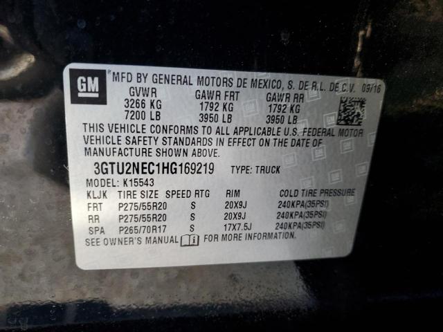 3GTU2NEC1HG169219 - 2017 GMC SIERRA K1500 SLT BLACK photo 12