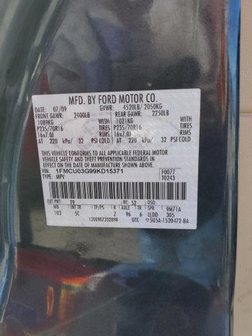 1FMCU03G99KD15371 - 2009 FORD ESCAPE XLT GRAY photo 12