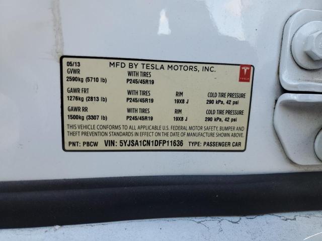 5YJSA1CN1DFP11636 - 2013 TESLA MODEL S 白色 照片 13