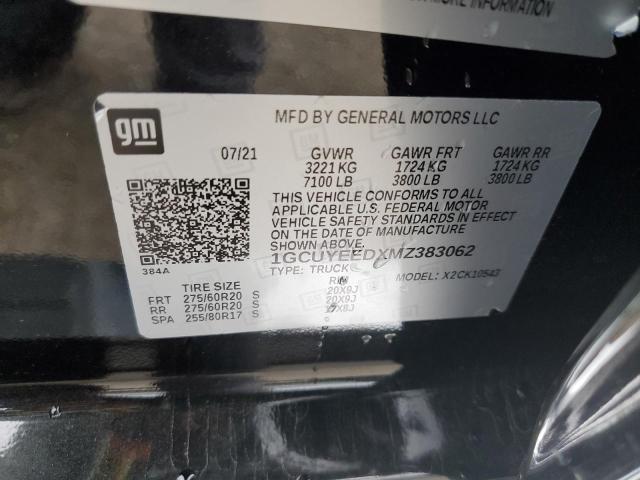 1GCUYEEDXMZ383062 - 2021 CHEVROLET silverado K1500 RST BLACK photo 13
