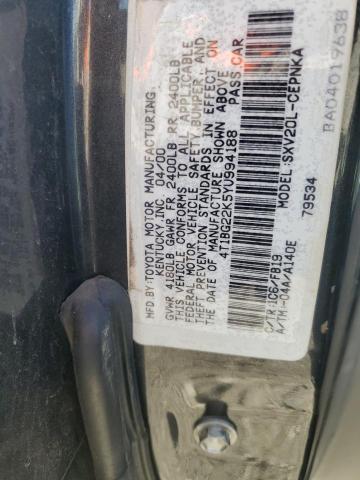 4T1BG22K5YU994188 - 2000 TOYOTA CAMRY CE GRAY photo 12