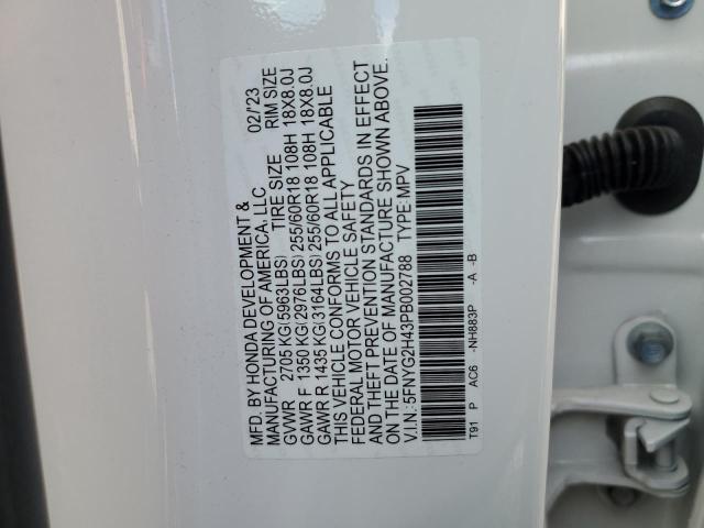 5FNYG2H43PB002788 - 2023 HONDA PILOT EXL WHITE photo 14