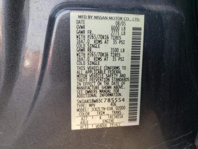 5N1AR18W65C785554 - 2005 NISSAN PATHFINDER LE 灰色 照片 13