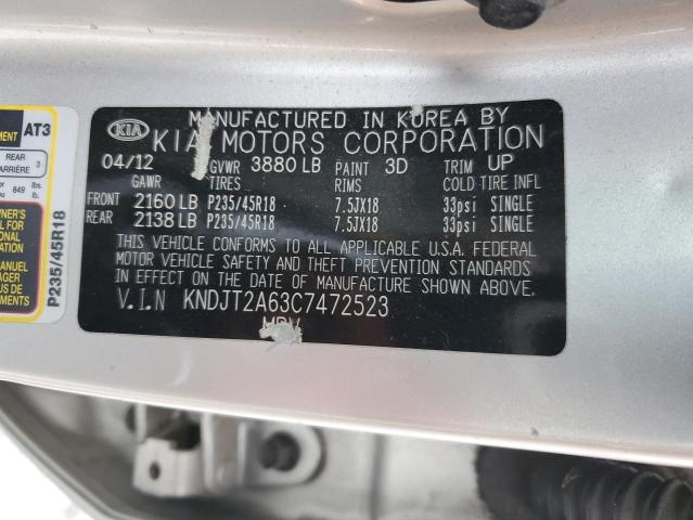 KNDJT2A63C7472523 - 2012 KIA SOUL + SILVER photo 14