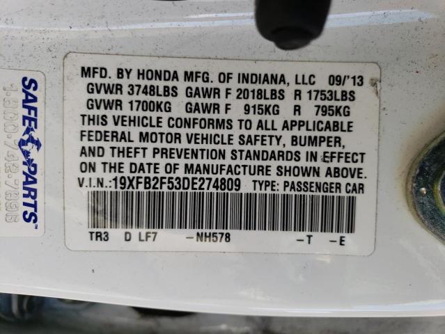 19XFB2F53DE274809 - 2013 HONDA CIVIC LX Blanc photo 12