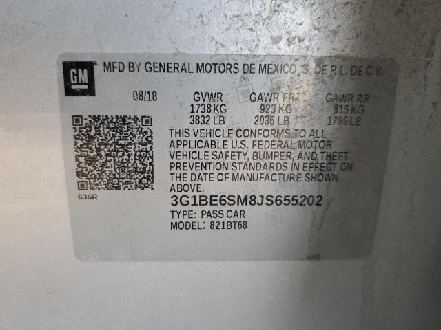 3G1BE6SM8JS655202 - 2018 CHEVROLET CRUZE LT SILVER photo 12